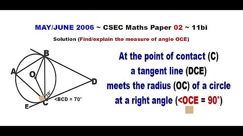 Paper2-CSEC-MATHS-399 ~ Circle Geometry & The Tangent-Radius Theorem ~ May/June 2006 Number 11bi