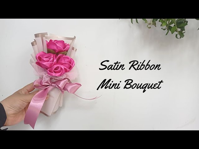 DIY satin black rose bouquet #satinflower #diyflowerbouquet #blackrose