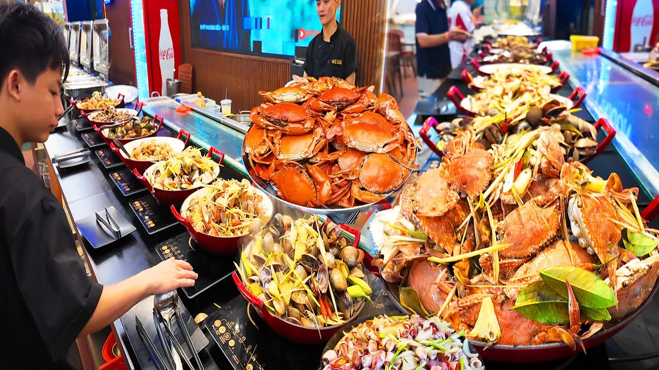Ngỡ Ngàng Buffet ALIBABA Kênh Tân Hóa Nâng Cấp Hải Sản Tôm Cua Nghẹ Hơn 100 Món Khách Đông Nghẹt Tết