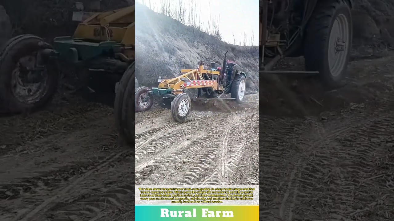 Small Scale Grading Modified Tractor Steep Terrain: Tractor-Mounted Grader Efficient Land Leveling