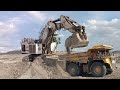 Liebherr r9350 excavator  loading sand material miningstory