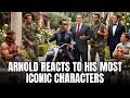 Arnold Schwarzenegger Reacts to His Most iconic Characters #thenandnow #hollywood #nostalgia