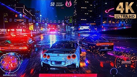 NFS Heat Unite - INSANE Police chase! w/Nissan GTR Nismo 4K 60fps