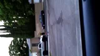 Old man clapping while walking