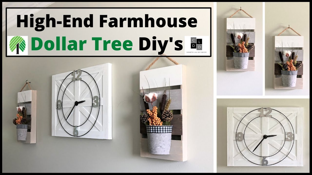 High End Farmhouse Dollar Tree Diys/and Decorate with Me - YouTube