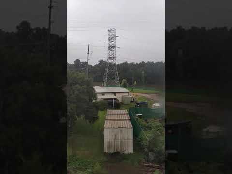 Crossing the flooding Nepean River at Penrith by train