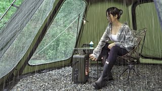 [SUB] Heavy rain camping. 24 hours in a tent in the rain. ASMR. Solo Camping Vlog