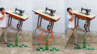 💥🔥Balancing A Tilted Sewing Machine On Beer&China's No. 1 Balance Master