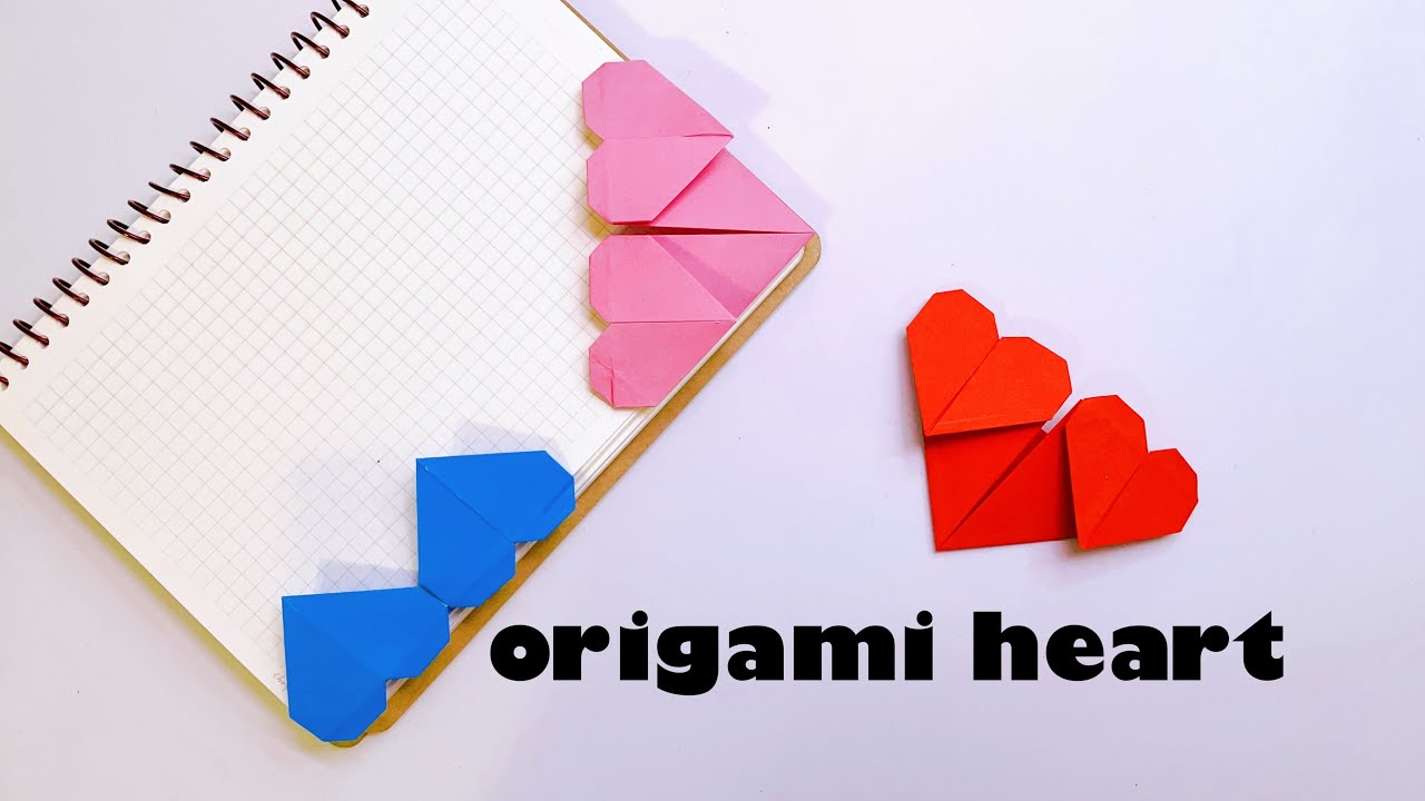 摺紙兩個愛心 書籤 origami heart / How to make a bookmark - YouTube