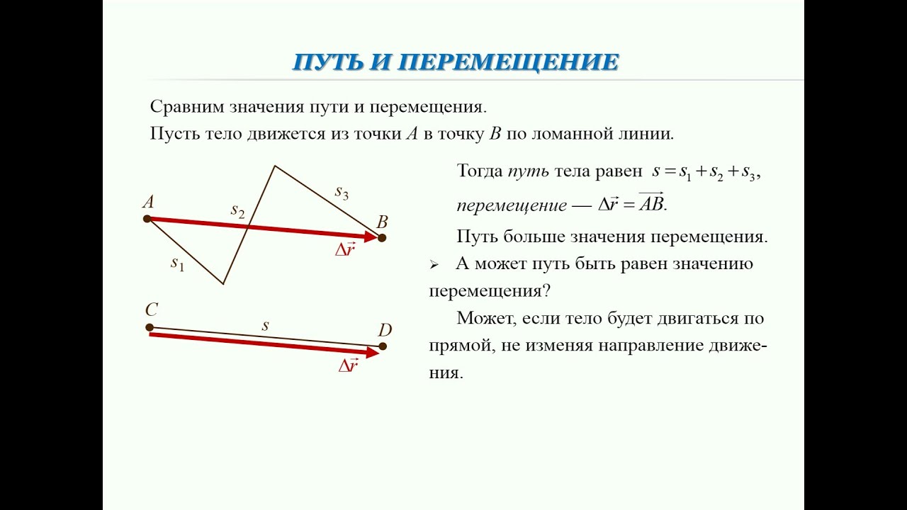 Движения 9 класс презентация атанасян. Путь и перемещение в физике. Перемещение физика 9 класс. Сравнение пути и перемещения. Путь и перемещение в физике отличия.