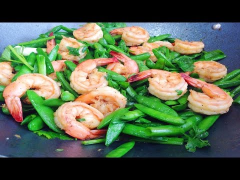Stir Fried Snap Peas with Shrimp - Dau Ha Lan Xao Tom