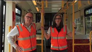 YT Rail Safety week 2025 video featuring Tramaroos Craig and Sally.