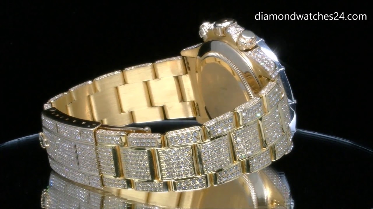 Rolex Daytona Gold Full Diamond - YouTube