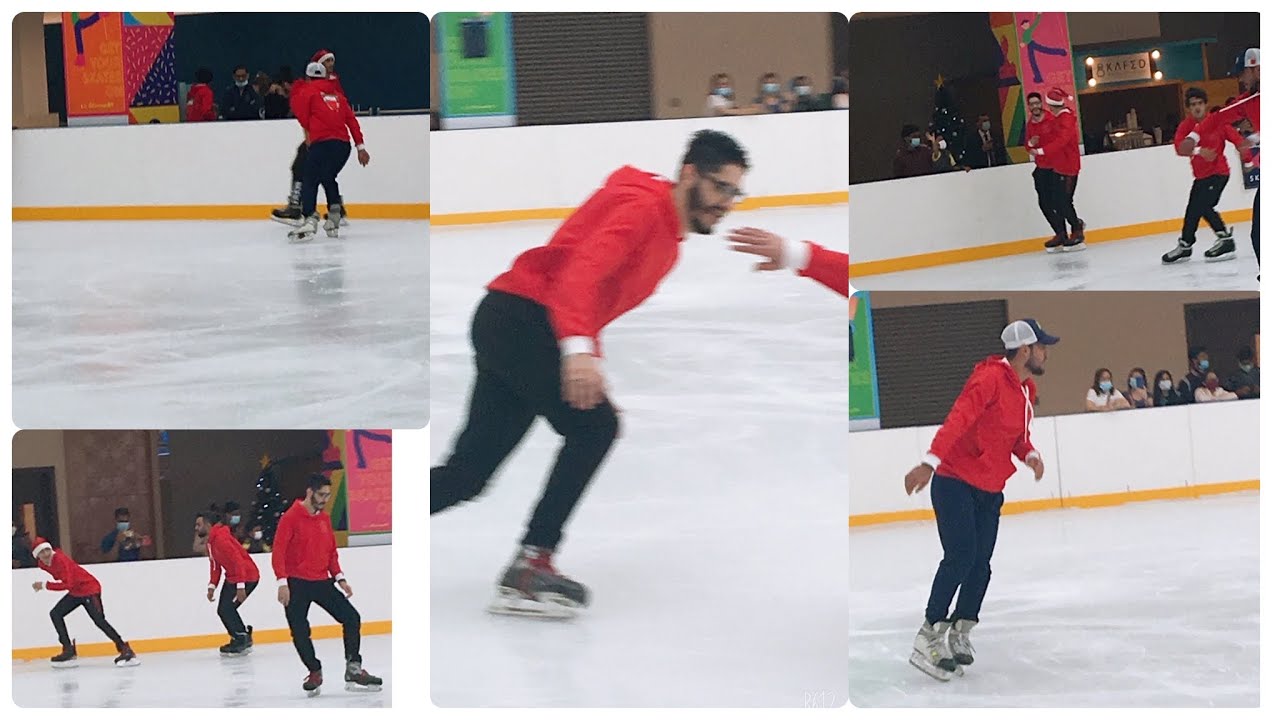 Ice skating with music bahrain mall of dilmunia YouTube