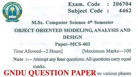 Gndu Msc Computer Science 4th Semester Object Oriented Modeling Question Paper || MSc CS Paper