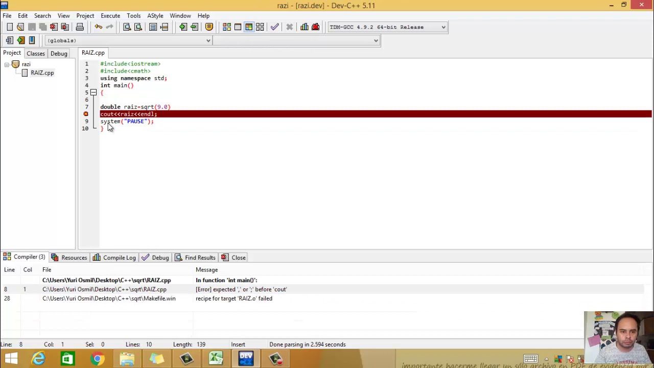sqrt-obtener raíz en lenguaje C++ - YouTube