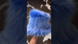 DIY Bucket Hat | Blue Faux Fur #shorts #fashion #sewing #howto #diy