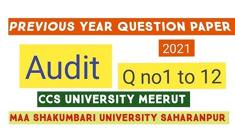 Auditing || Previous year question paper 2021 || Part 01