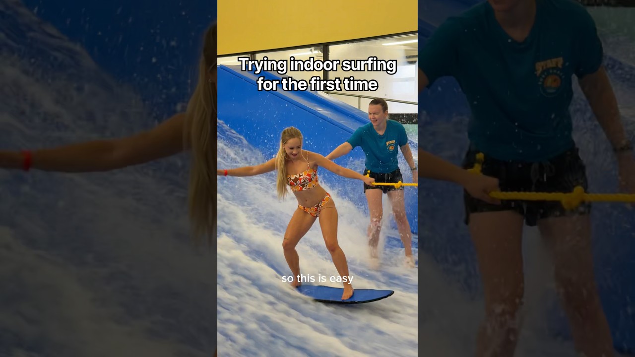 Trying indoor surfing for the first time