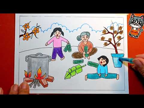 Video Vẽ Ước Lệ - Hội Xuân Quê Hương | Vẽ Gia Đình gói bánh... - youtube