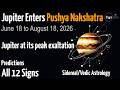 Jupiter Transit Pushya Nakshatra 2026 All 12 Signs Predictions Vedic Astrology 