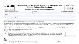 IRS Form W4R walkthrough (Withholding Certificate for Nonperiodic Payments and Eligible Rollovers)