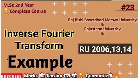 Fourier Transform/Fourier Series Example & Solutions🎯Complete Concept of Fourier Transform#RU #RRBMU