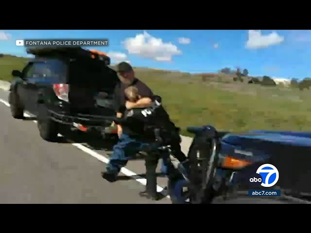Fontana police video shows suspect grab officer in headlock before he's shot by her partner class=