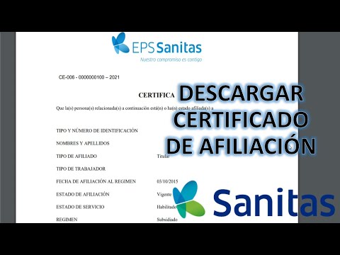Certificado Afiliacion EPS SANITAS