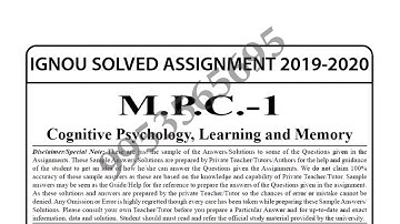 MPC-1 Solved Assignment 2019-20