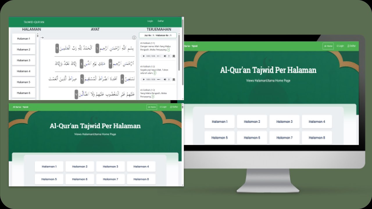 SOURCE CODE APLIKASI AL-QUR'AN TAJWID PERHALAMAN BERBASIS WEB - YouTube