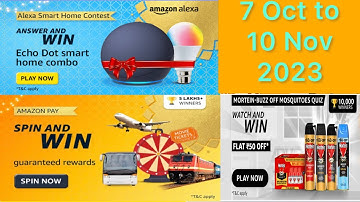 Amazon Alexa Smart Home Contest Quiz Answer 7 October 2023 | Amazon pay spin and win quiz answer