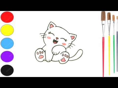 How To Draw A Cute Cat Easy | Cat Drawing Step By Step For Kids And Toddlers | Easy Drawing For Kids