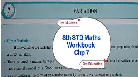 8th class maths workbook chapter 7 VARIATION