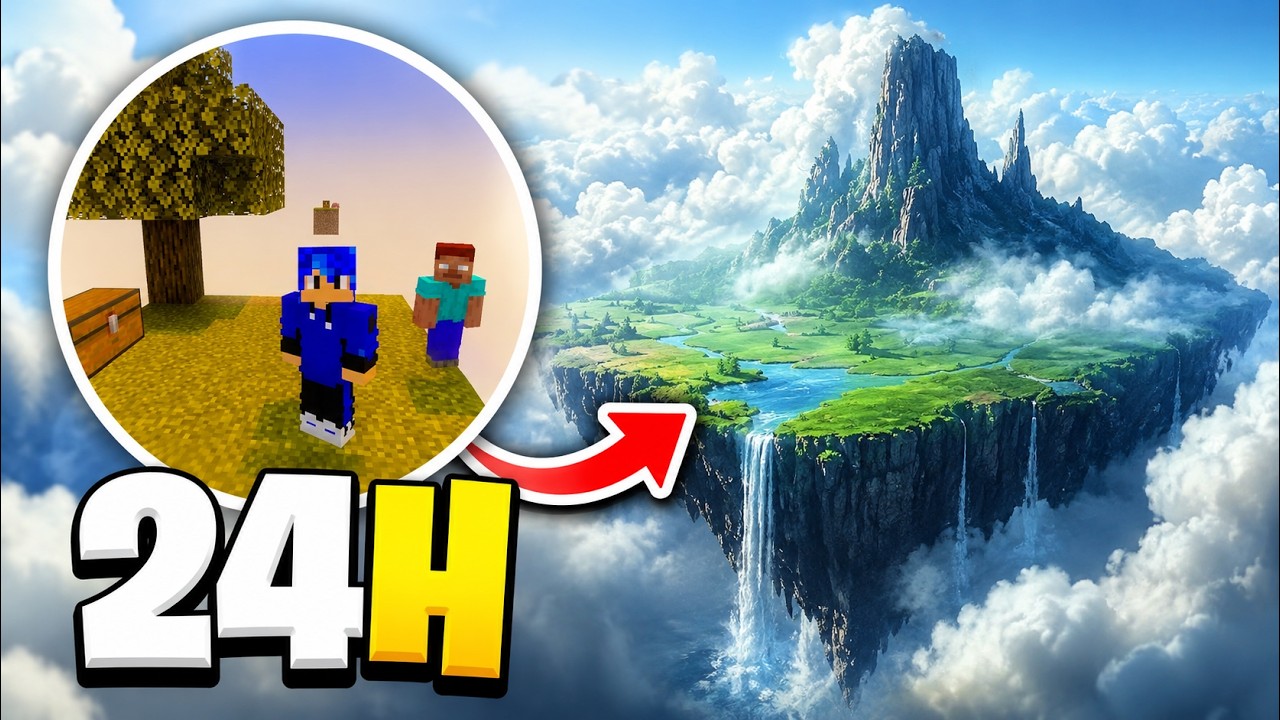 SOBREVIVENDO no skyblock por 24 HORAS! (foi um DESASTRE!)