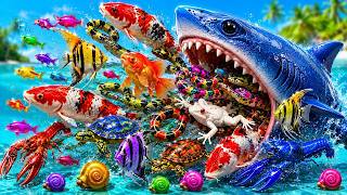 Colorful eggs fish surprise, koi, shark, angelfish, butterfly fish, goldfish, turtle, frog, betta