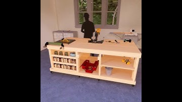 DIY Workbench Mobile Tool Cart and Miter Saw #woodworking #ad #diyprojects #workbench #mitersaw #diy