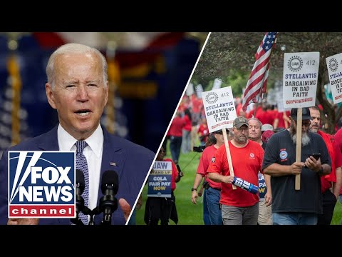 President Biden meets with auto workers, UAW president in Illinois