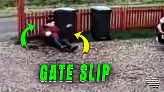 Man's Fall After Slipping on Tree Stump While Opening Gate