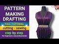 Pattern Drafting Tutorial: Bodice and Neckline with Cutting, Sewing and Mannequin Fitting