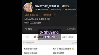 Boy Story Members' Weibo Followers #boystory #keşfet #shorts #zeyu #xinlong #shuyang