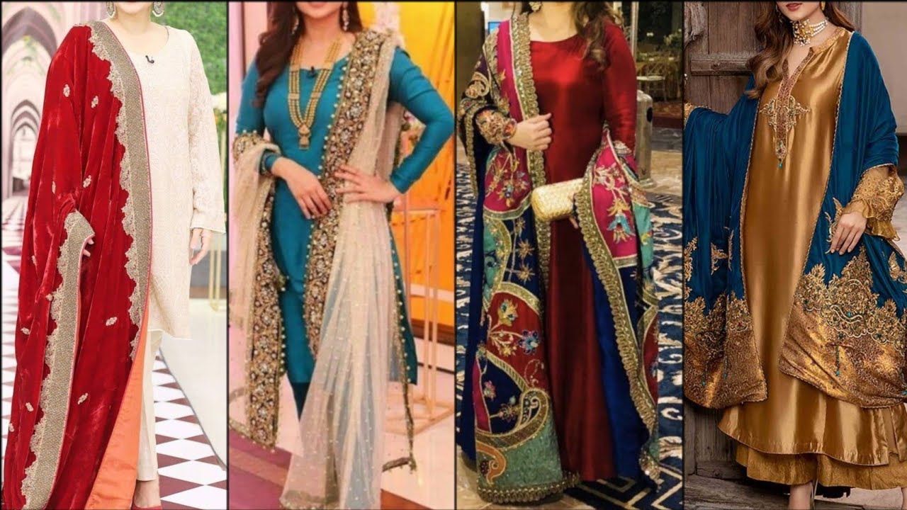 plain dress with heavy dupatta/katan silk/jamawer/silk plain dress with Fancy dupatta