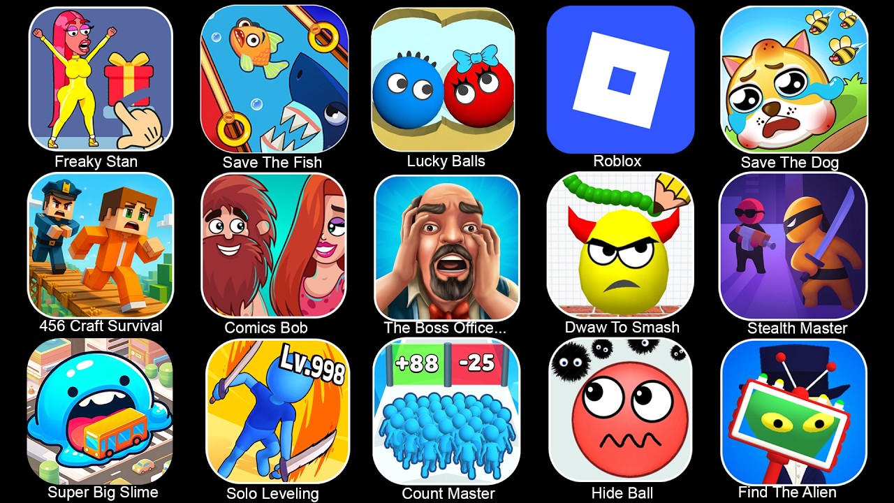 Steal Master, Find The Alien, 456 Craft Survival, Lucky Balls, Hide Ball, Solo Leveling