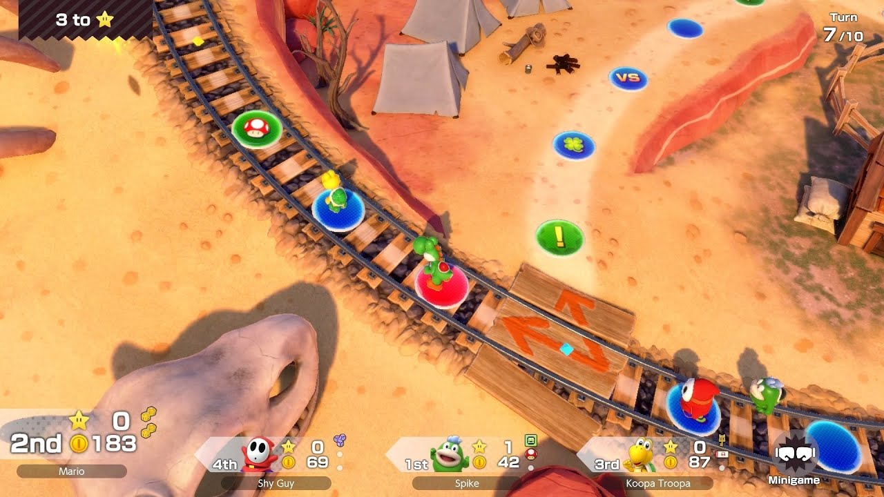 Super Mario Party Jamboree #196 Western Land Yoshi vs Spike vs Shy Guy vs Koopa Troopa