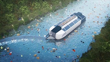 Hệ thống thu gom rác nổi tự động chạy bằng quang năng