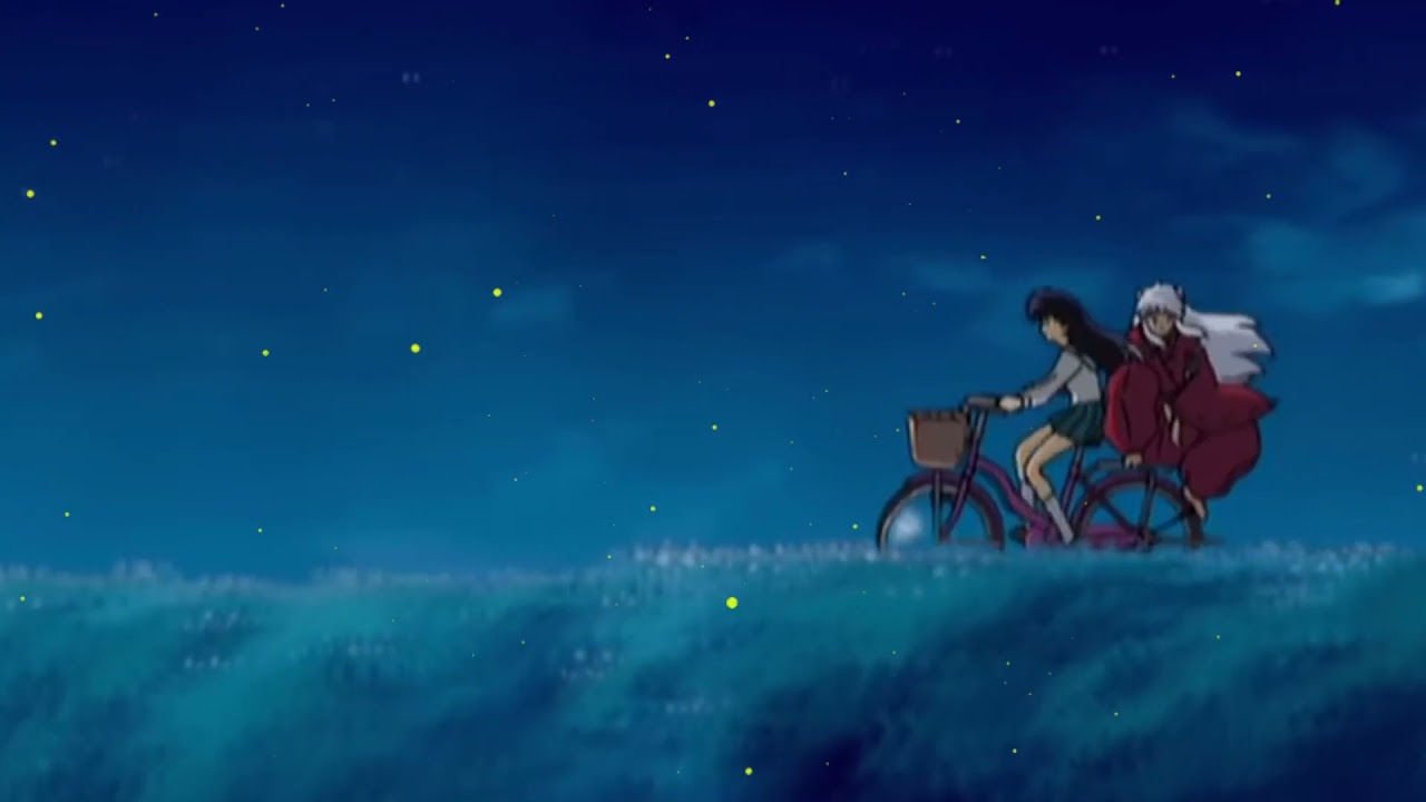 Relaxing night ambience  music  Kagome  Inuyasha go on a peaceful bike ride together
