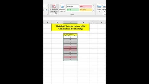 Highlight Unique Values with Conditional Formatting #excel #exceltips