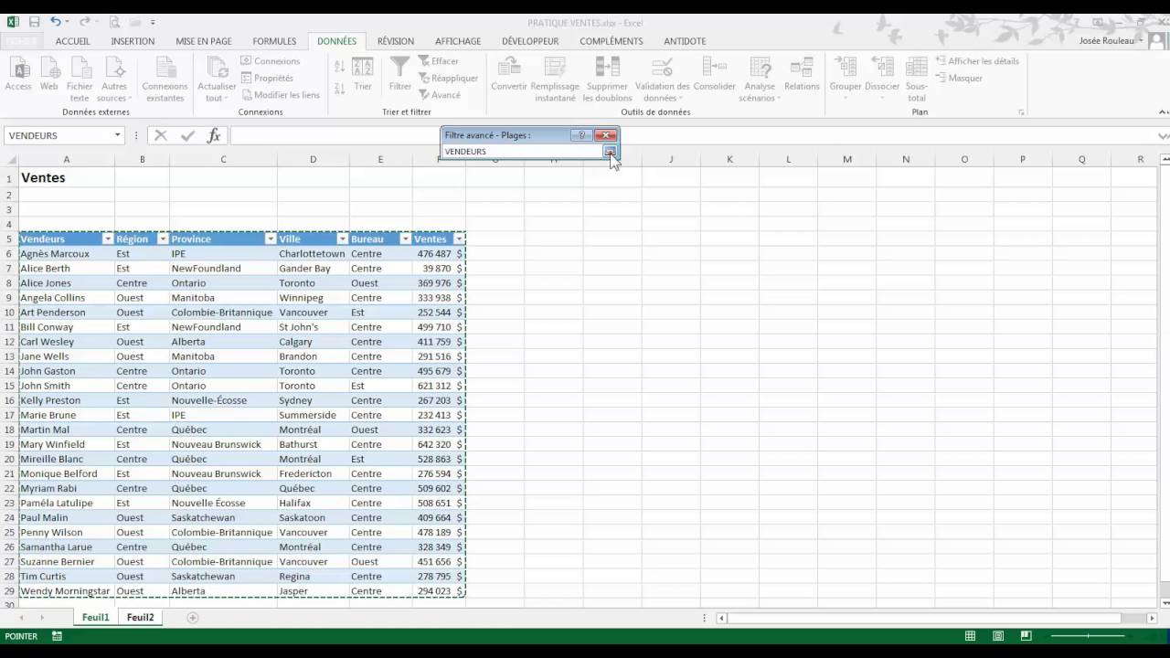 Filtre avancé - MS Excel 2013 - YouTube