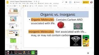 Unit #1: Chapter 2 Biochemistry Notes - Google Slides