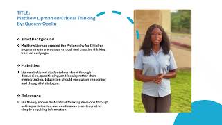 CRITICAL THINKING PRESENTATION